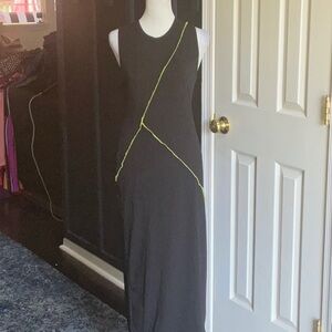 Zara Blue and Black Sleeveless Sheath Maxi Dress